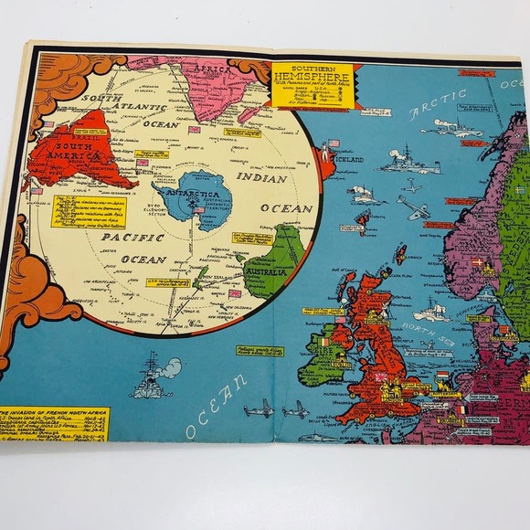 Rare War in Europe Dated Events Keep Up to Date 6th Ed. 1944 Map Beautiful Cond. - Picture 4 of 10